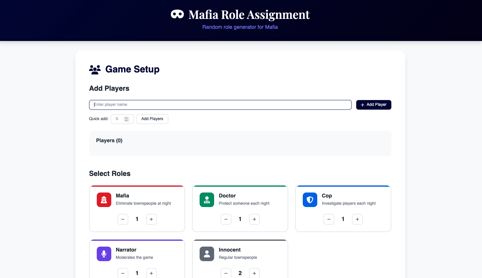 Mafia Role Generator